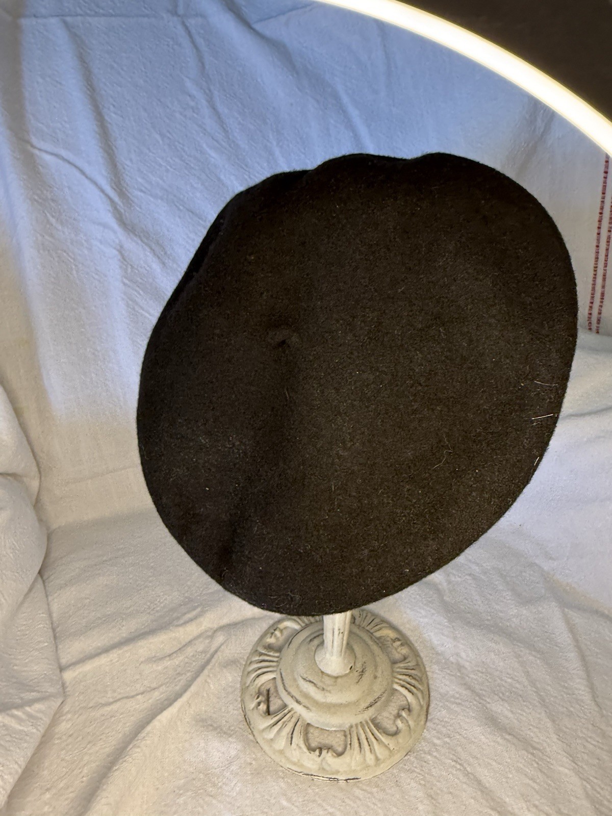 Vintage French Basque Beret Black 100% Wool Imported France Size Large