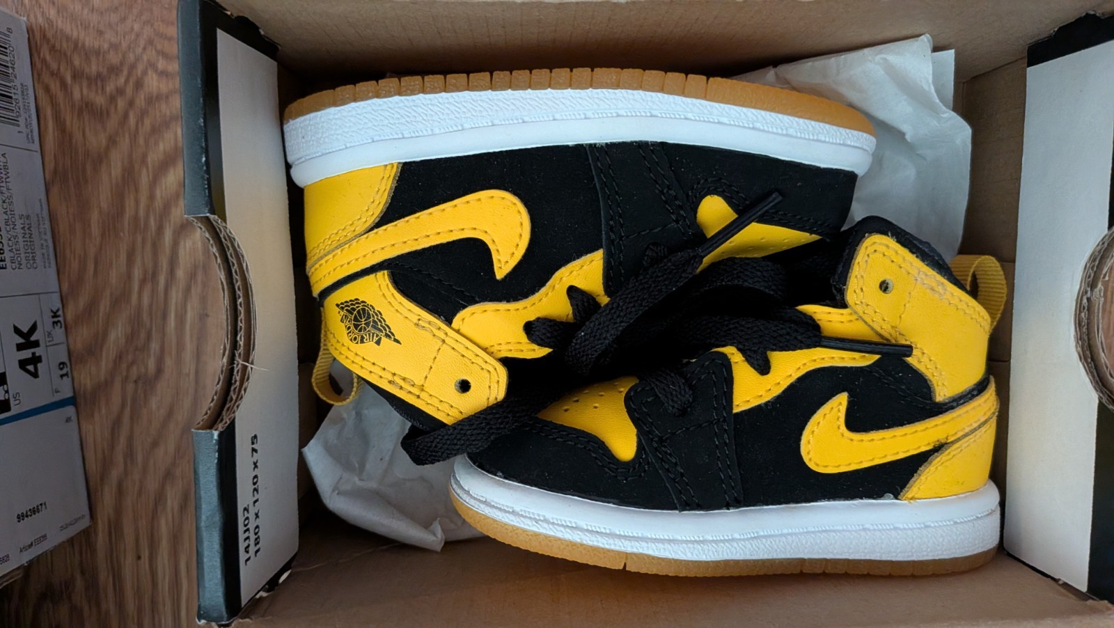 Nike Air Jordan 1 Mid BT New Love Black Varsity Maize Yellow Toddler 4c...