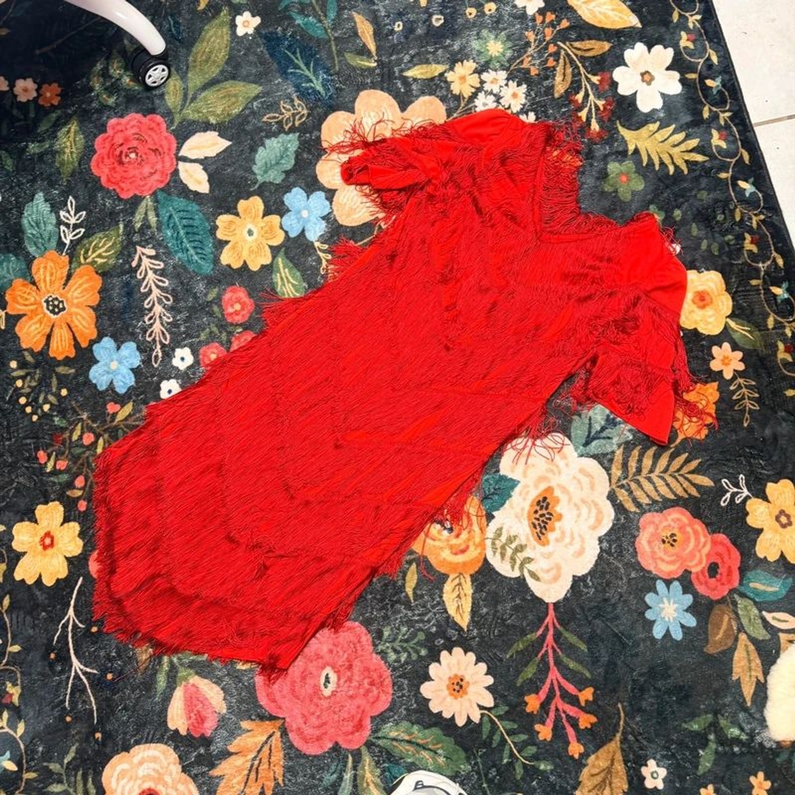 Vintage Darcy Red Fringe Flapper Dress ILGWU Made Size M