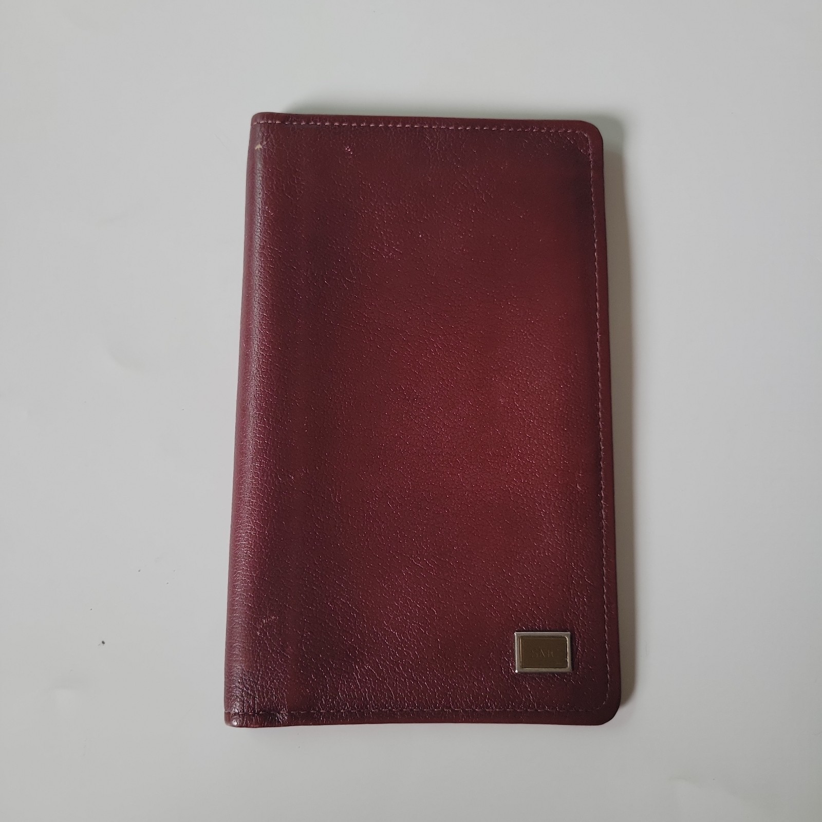 Vintage SMC Leather Passport Holder Bi Fold Wallet Burgundy Travel Vacation