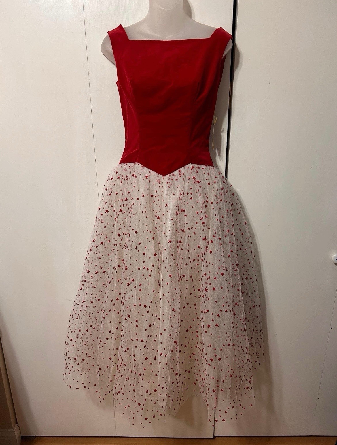 Vintage 50s-60s Cocktail Length Red Velvet Dress By Lorrie Deb San Francisco.