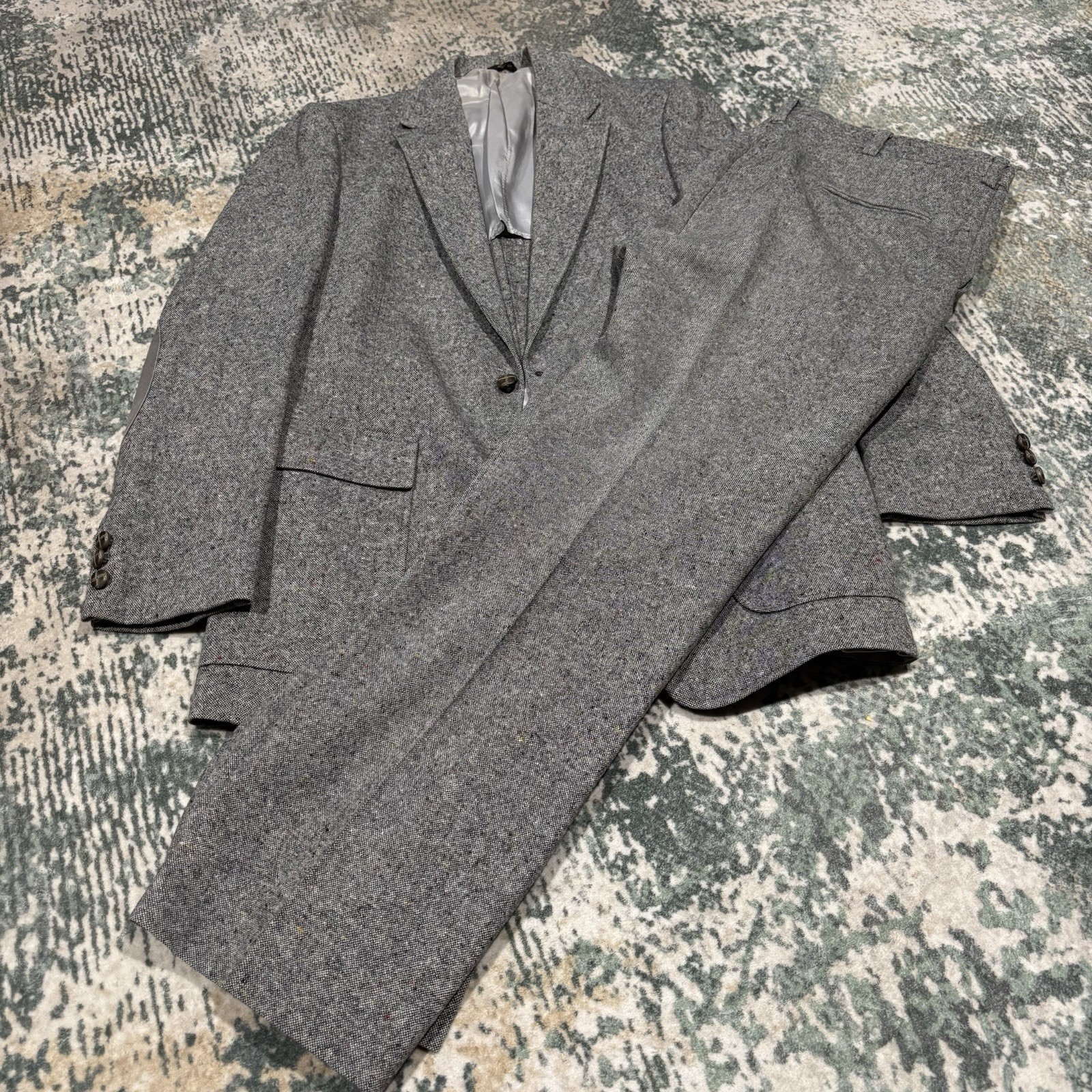 vintage two-piece suit Alfred Downing Ltd Dark Academia Elbow Patch Tweed
