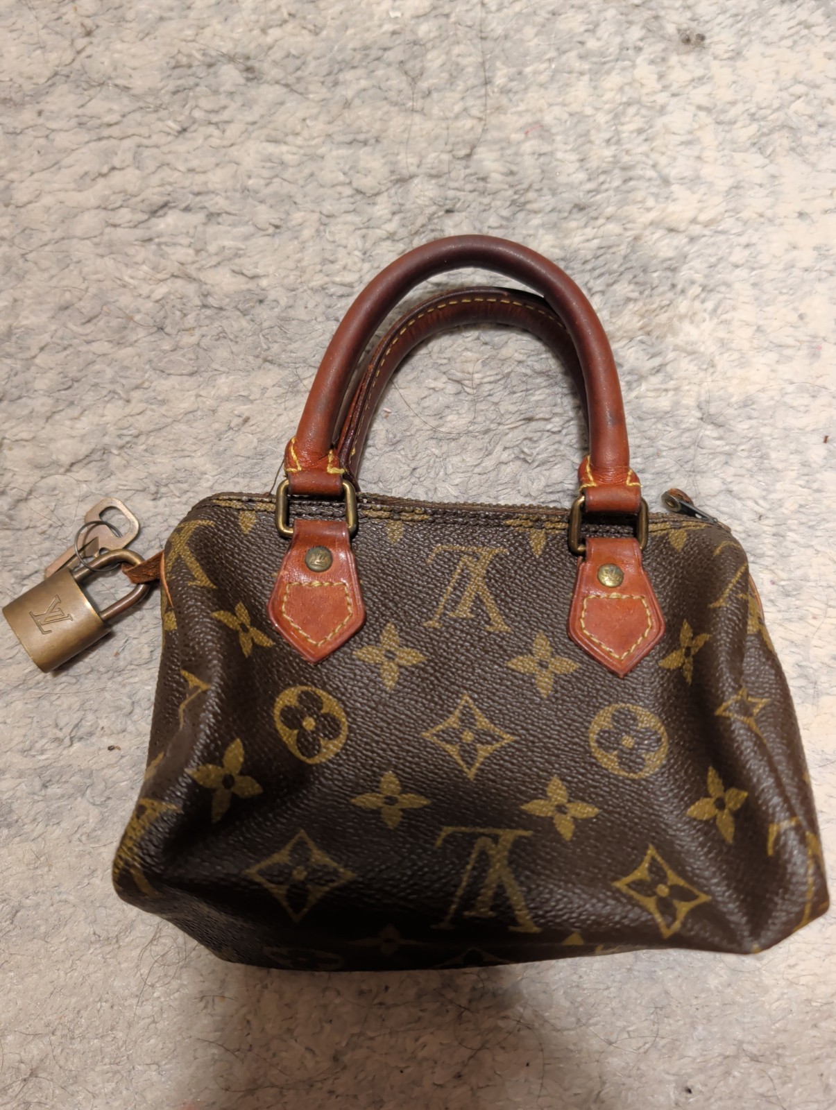 Authentic Vintage Louis Vuitton Mini Speedy HL Monogram Bag w/ Lock & Key France