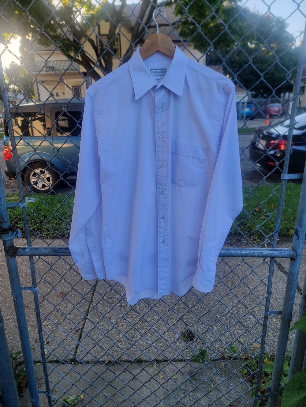 Vintage Yves Saint Laurent YSL Men’s Lilac Dress Shirt 15¾ 34-35