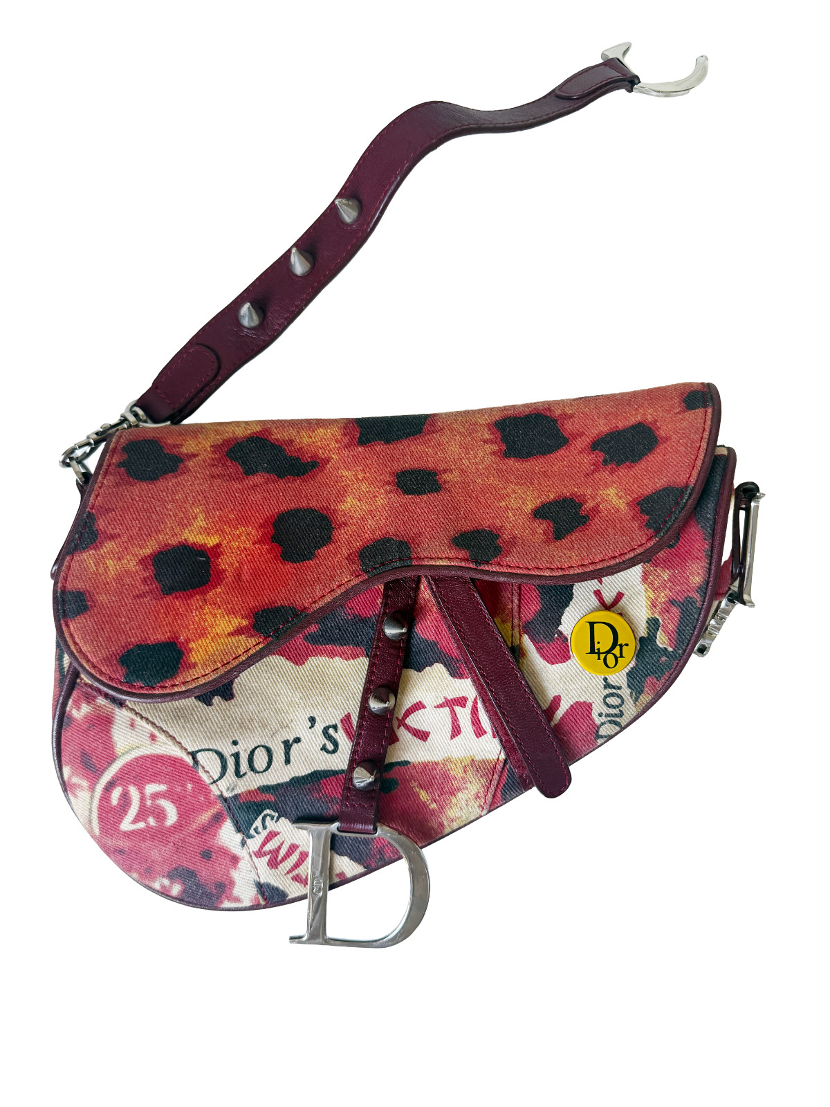 Christian DIOR Saddle Bag Iconic John Galliano VICTIM Vintage Handbag Pins Studs
