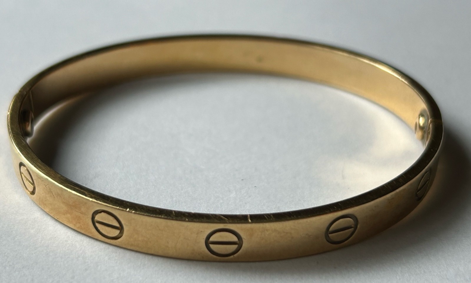 Cartier Love Bracelet 18K Yellow Gold Vintage Old Screw System Size 17 Box Paper