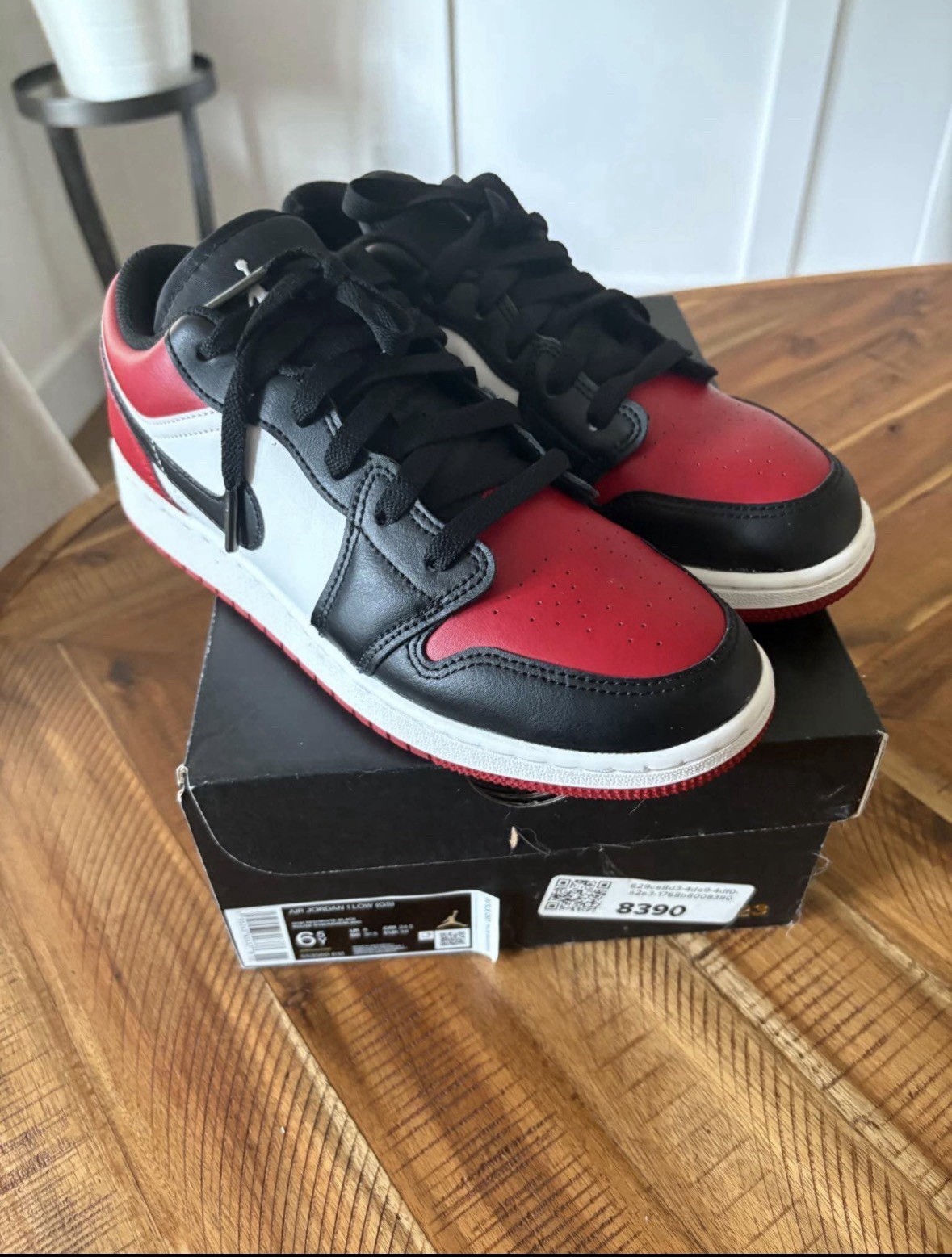 Nike Air Jordan 1 Low Retro Black Toe Red- Kids 6.5
