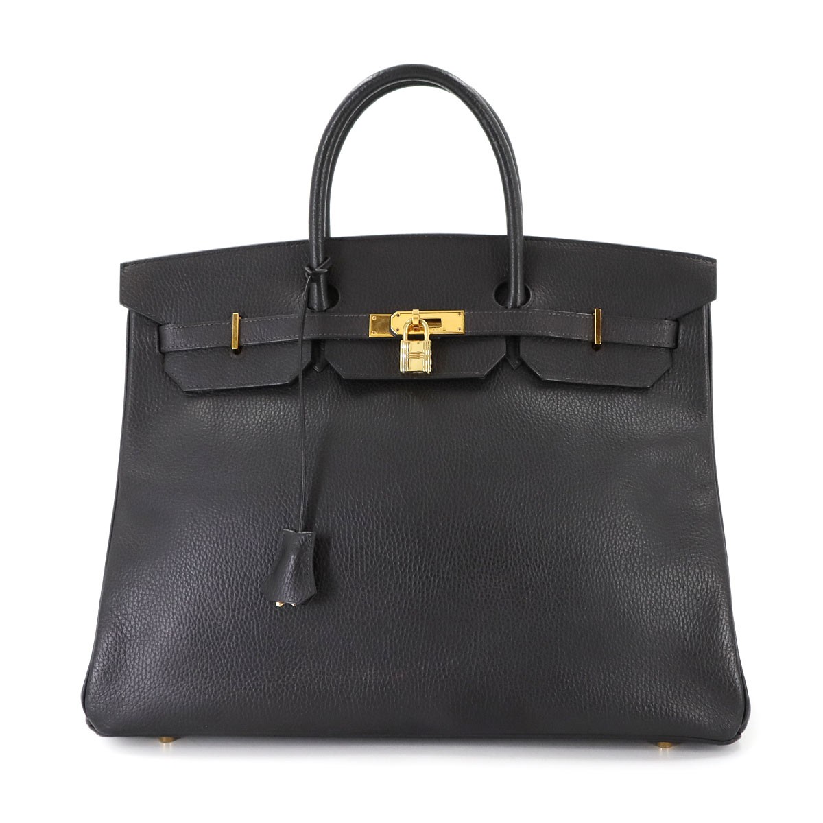 HERMES Birkin 40 Ardennes Leather Black Hand Bag Vintage Purse 90312029