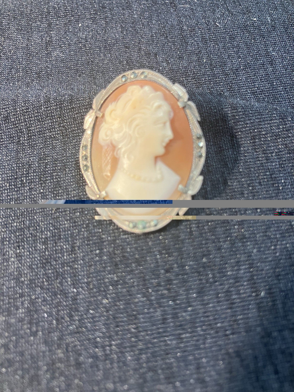 Vintage 800 Sterling Silver Oval Shell Cameo Brooch Pin, White/Brown in Silver