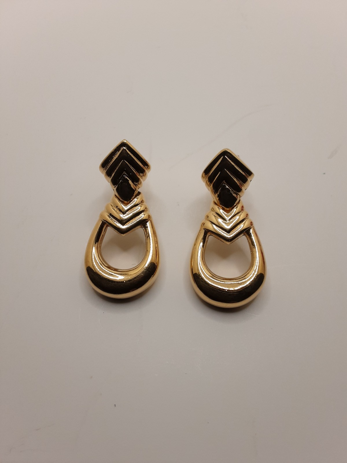 Vintage  Givenchy Door Knocker Gold Tone Clip-On Earrings