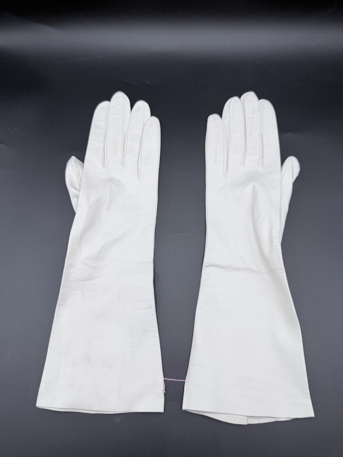 Vintage Kislav Kid Leather Gloves Women’s Size 7 White France Chevreau Long