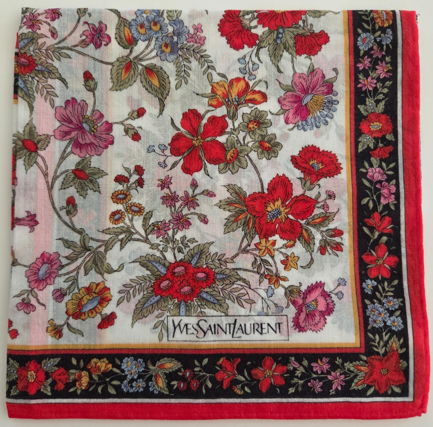 Vintage YSL Yves Saint Laurent Handkerchief 18" x 18"