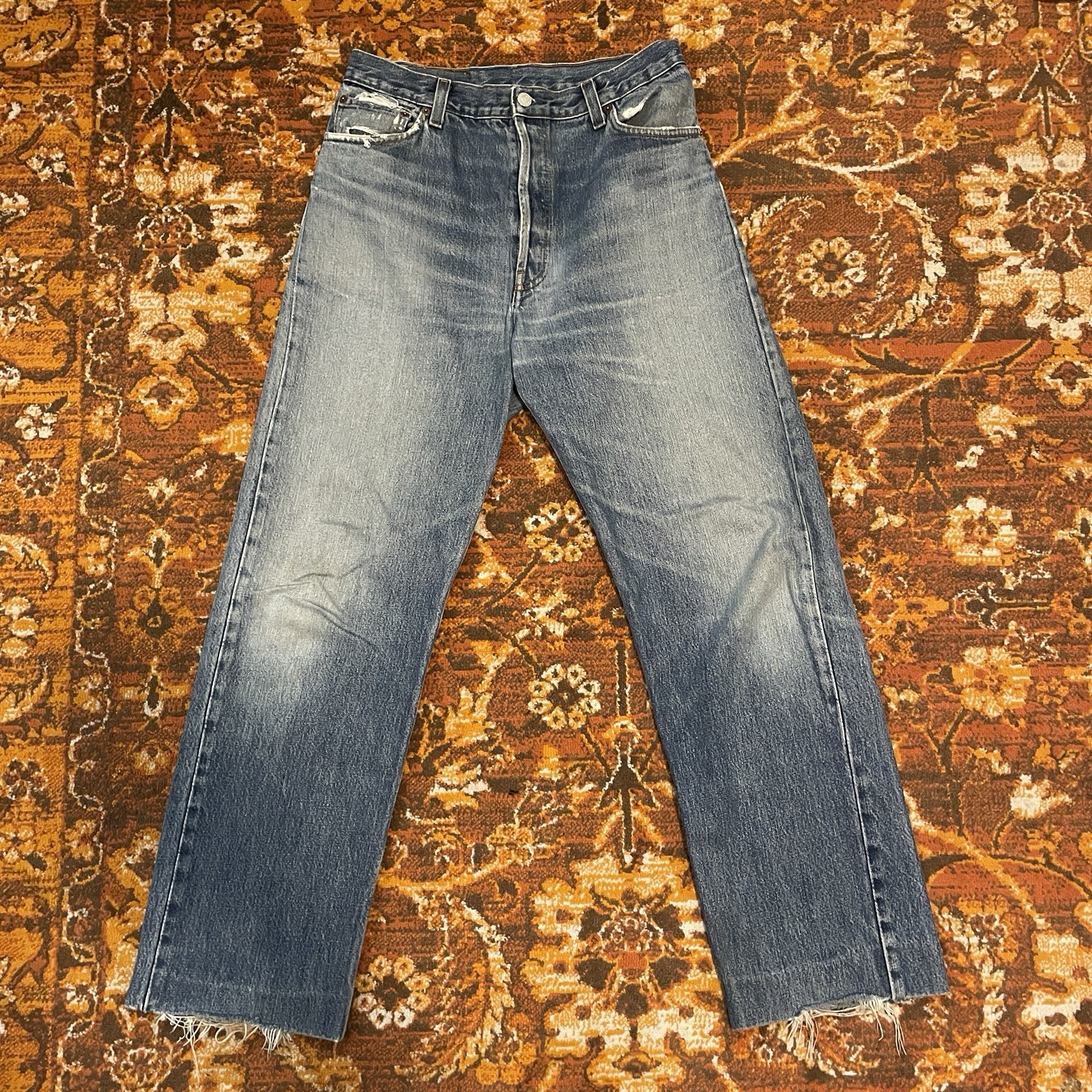 Vintage 90s Levi's 501 Made in USA Straight Leg Button Fly Jeans 29x29.5
