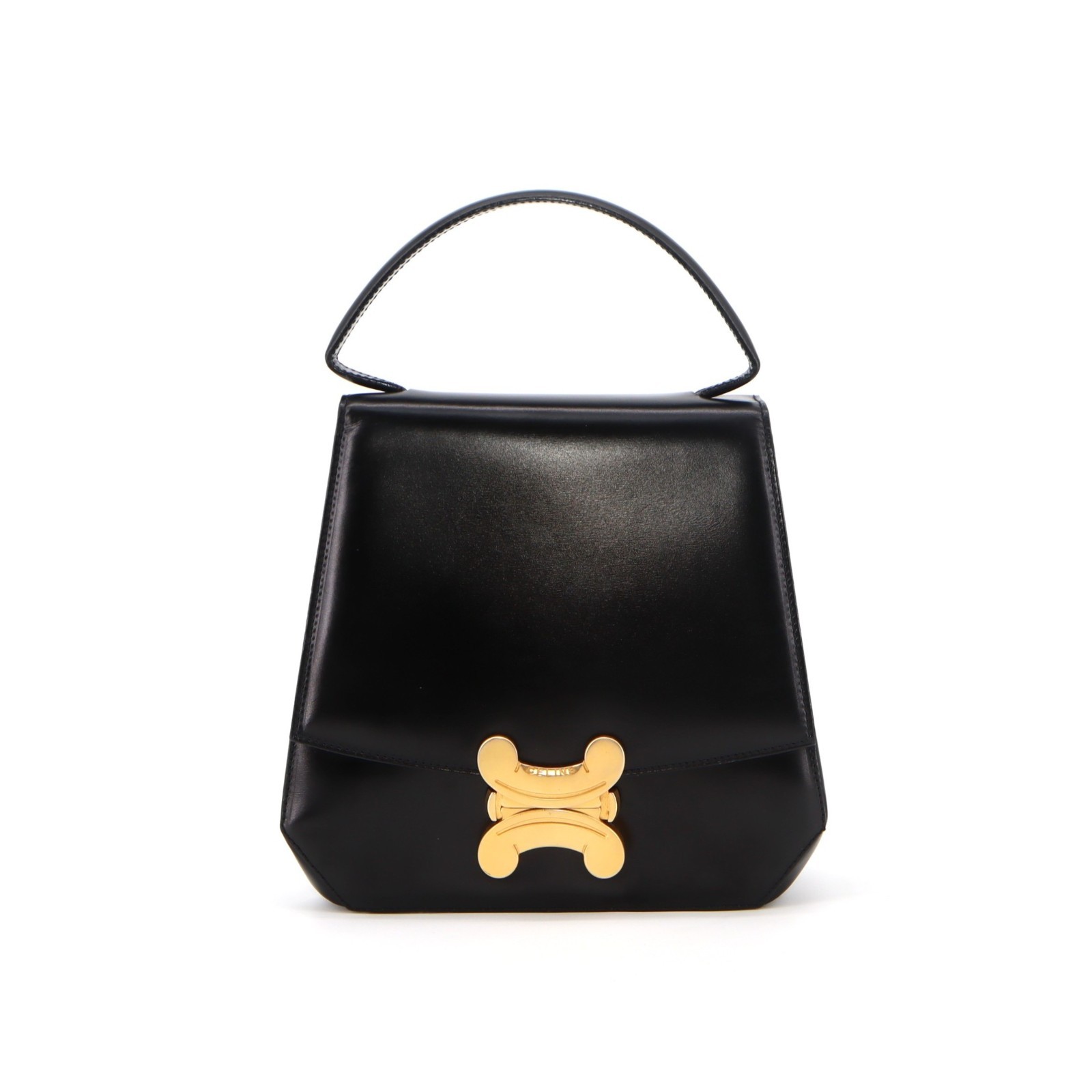 [Pre-owned] Celine Vintage Triomphe Leather 2-Way Bag Box Leather Black