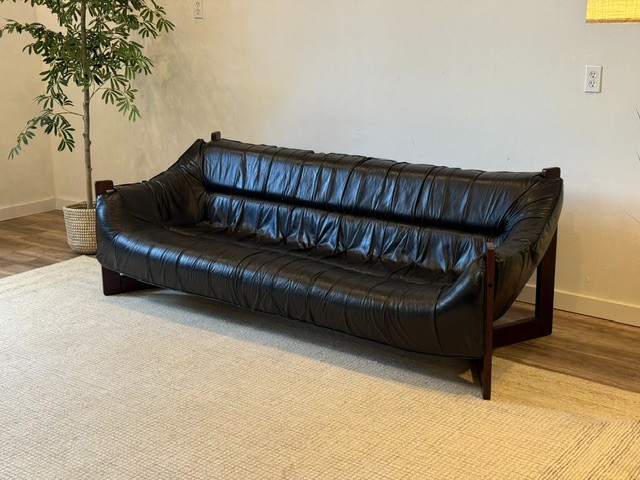 Leather sofa by Percival Lafer in 1960s