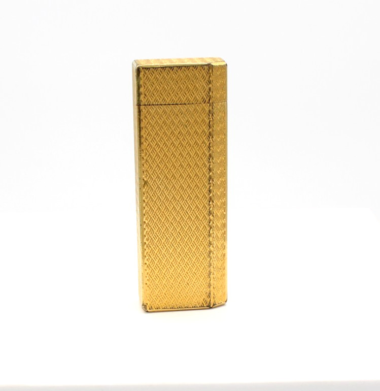Vintage Cartier Gold-Plated Textured Geometric Finish Pocket Lighter M-148