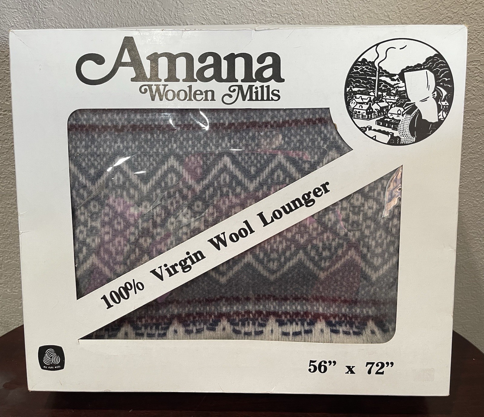 Vintage Amana Woolen Mills Throw Blanket 100% Wool New 56" x 72"