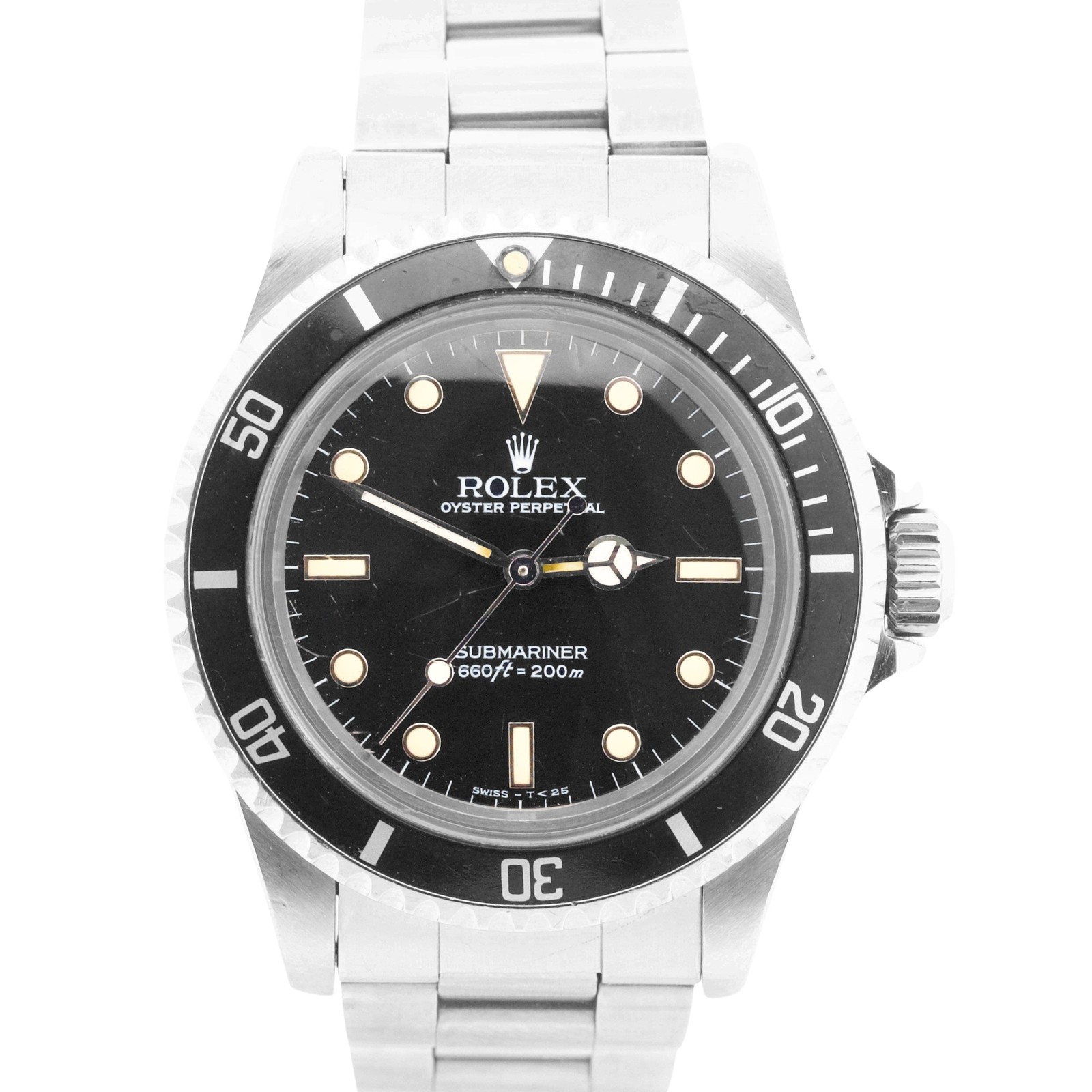 VINTAGE 1986 Rolex Submariner No-Date Black SPIDER DIAL 40mm Steel 5513 Watch