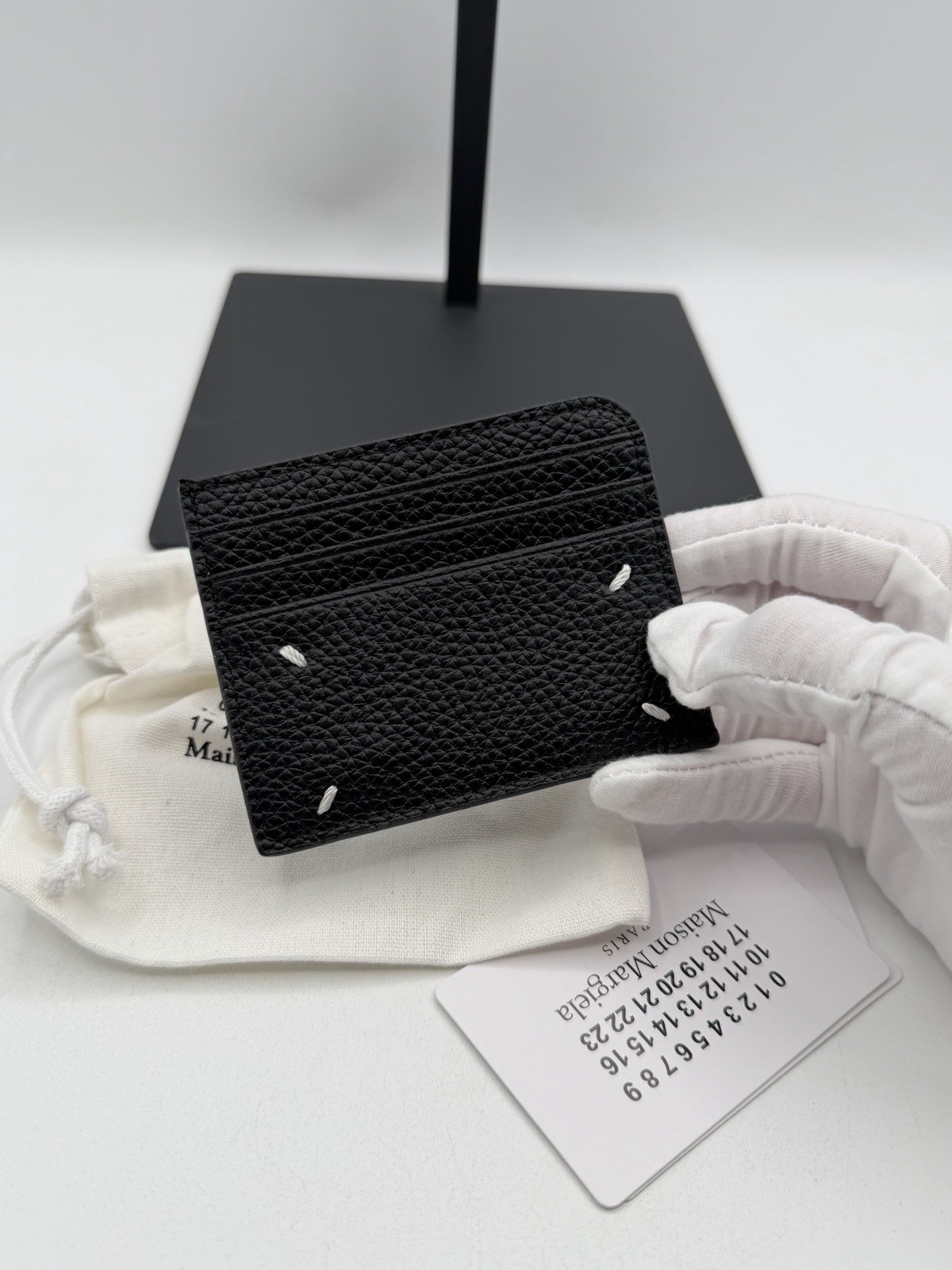 Maison Margiela Vintage 4 stitches Leather Wallet Black Card Holder W Card