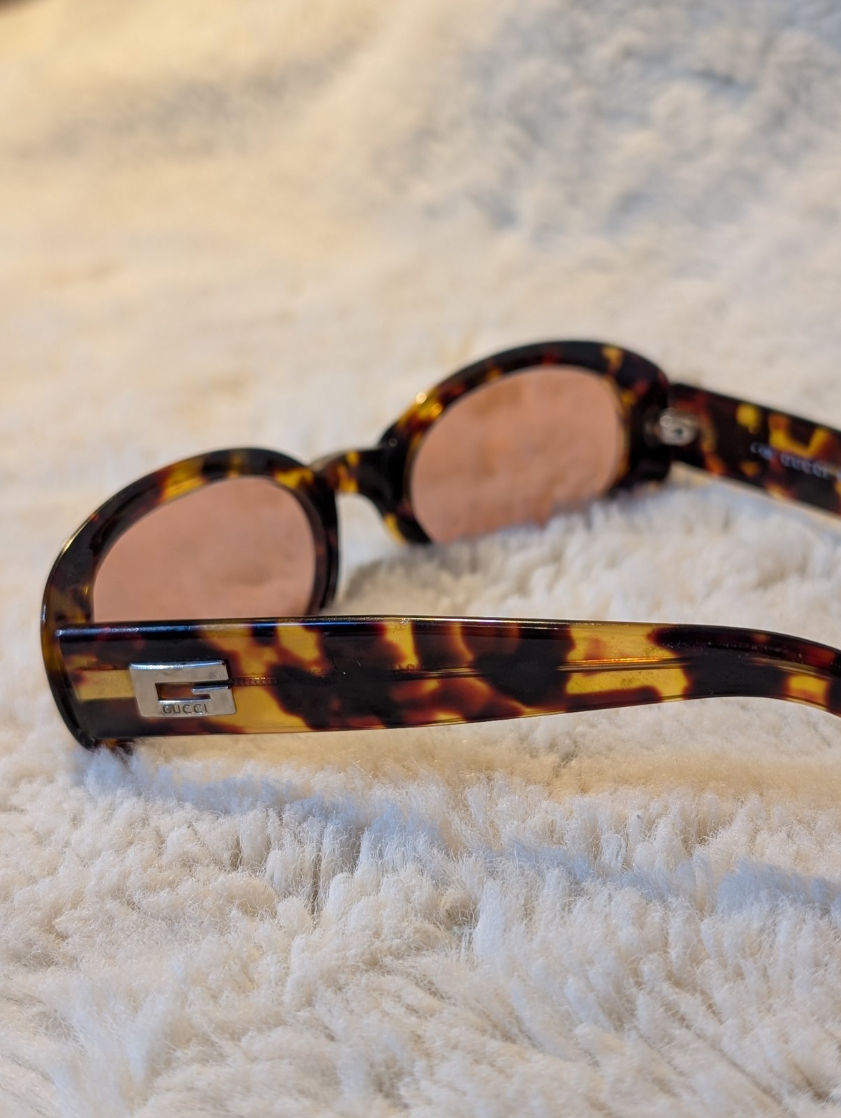 GUCCI GG 2413 VINTAGE 1990's OVAL SUNGLASSES ITALY TORTOISE /PINK LENSES - SCRIP