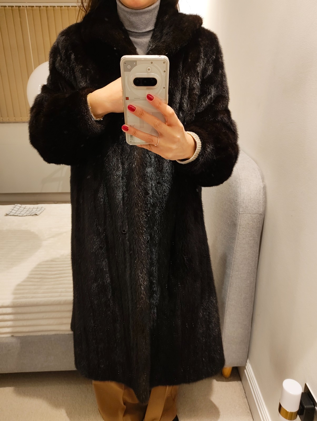 Dior vintage long real mink fur coat dark brown fits a UK size 10/12
