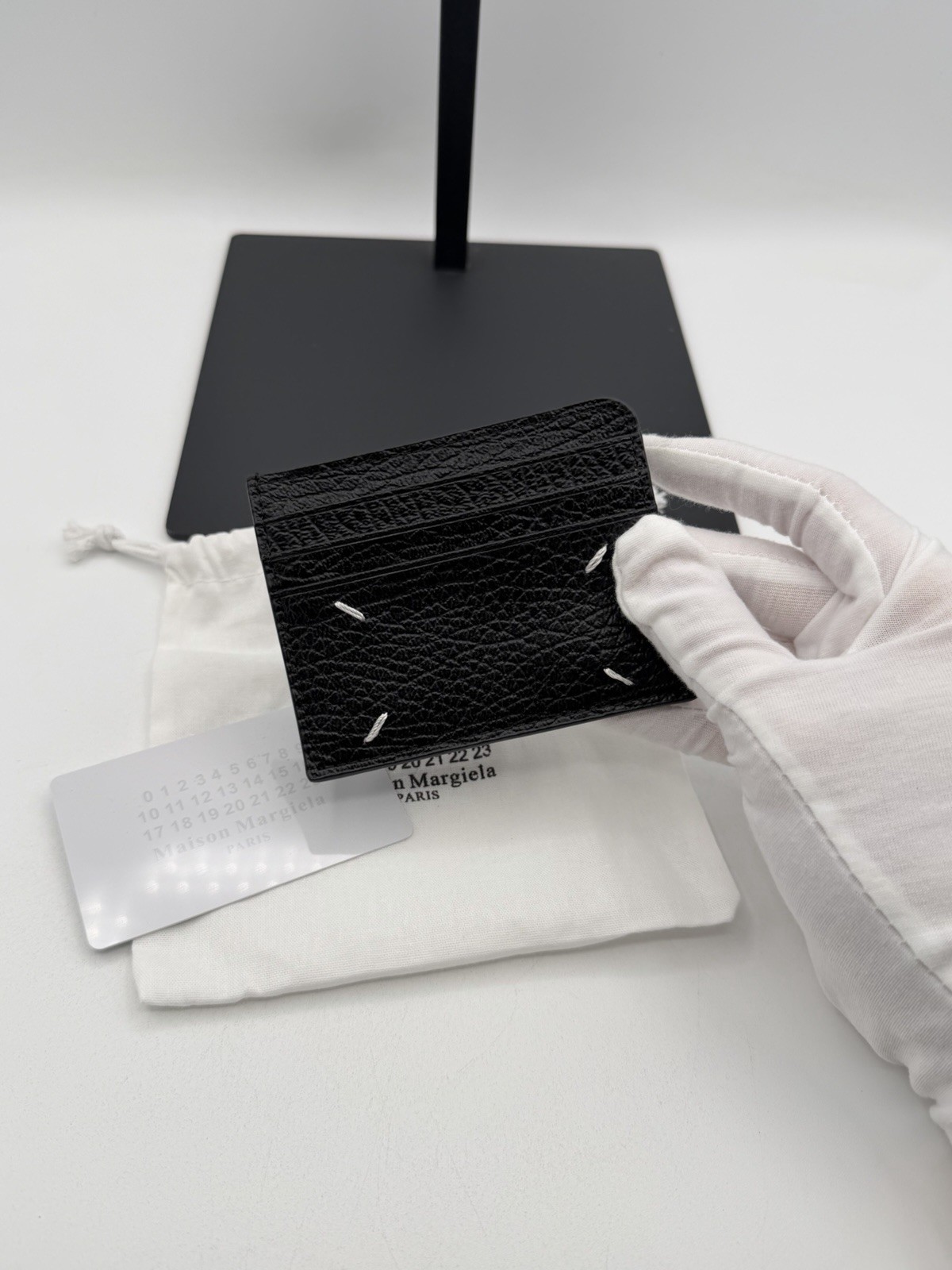 Maison Margiela Vintage 4 stitches Leather Wallet Black Card Holder W Card