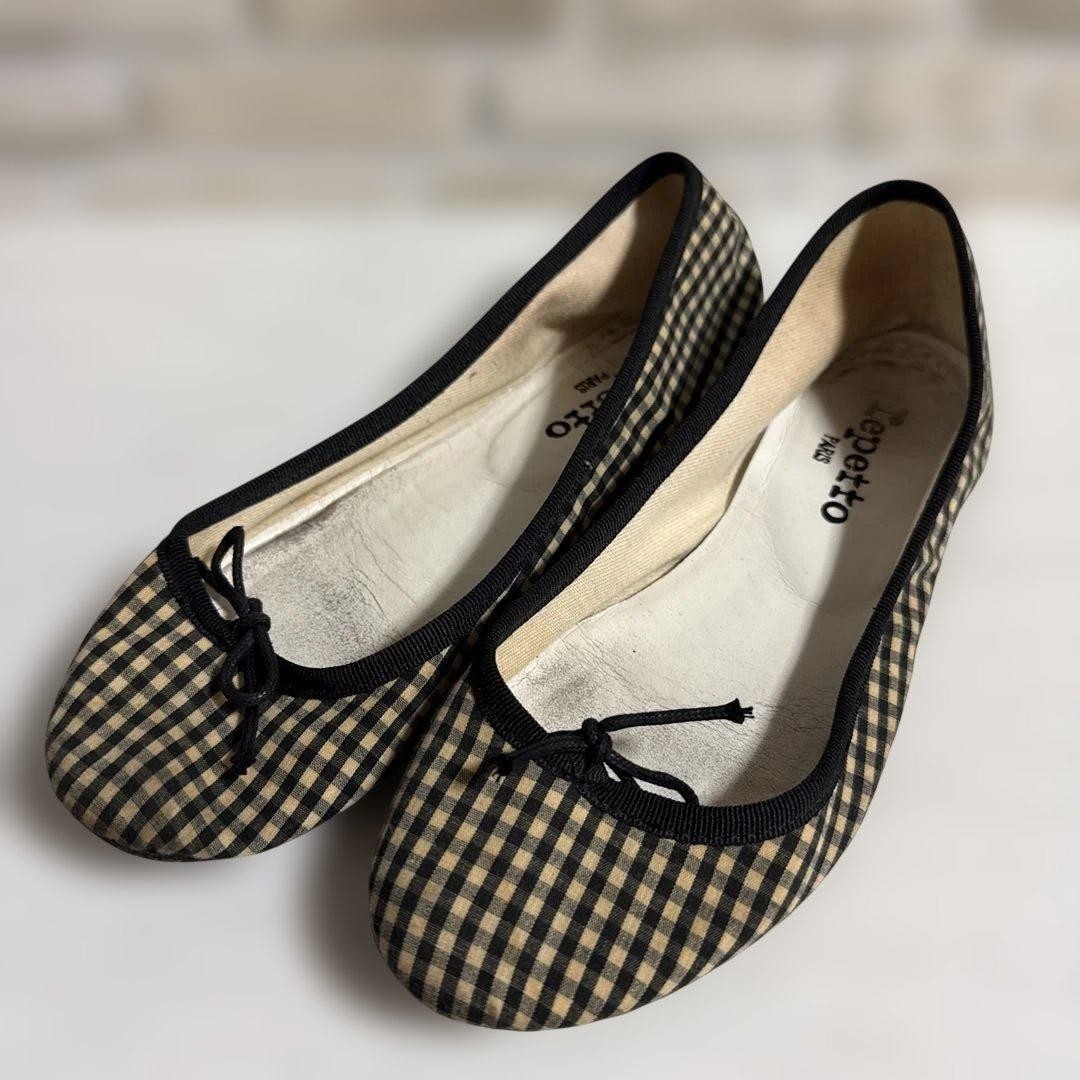 REPETTO Ballet Flat Shoes Gingham Check EU 37