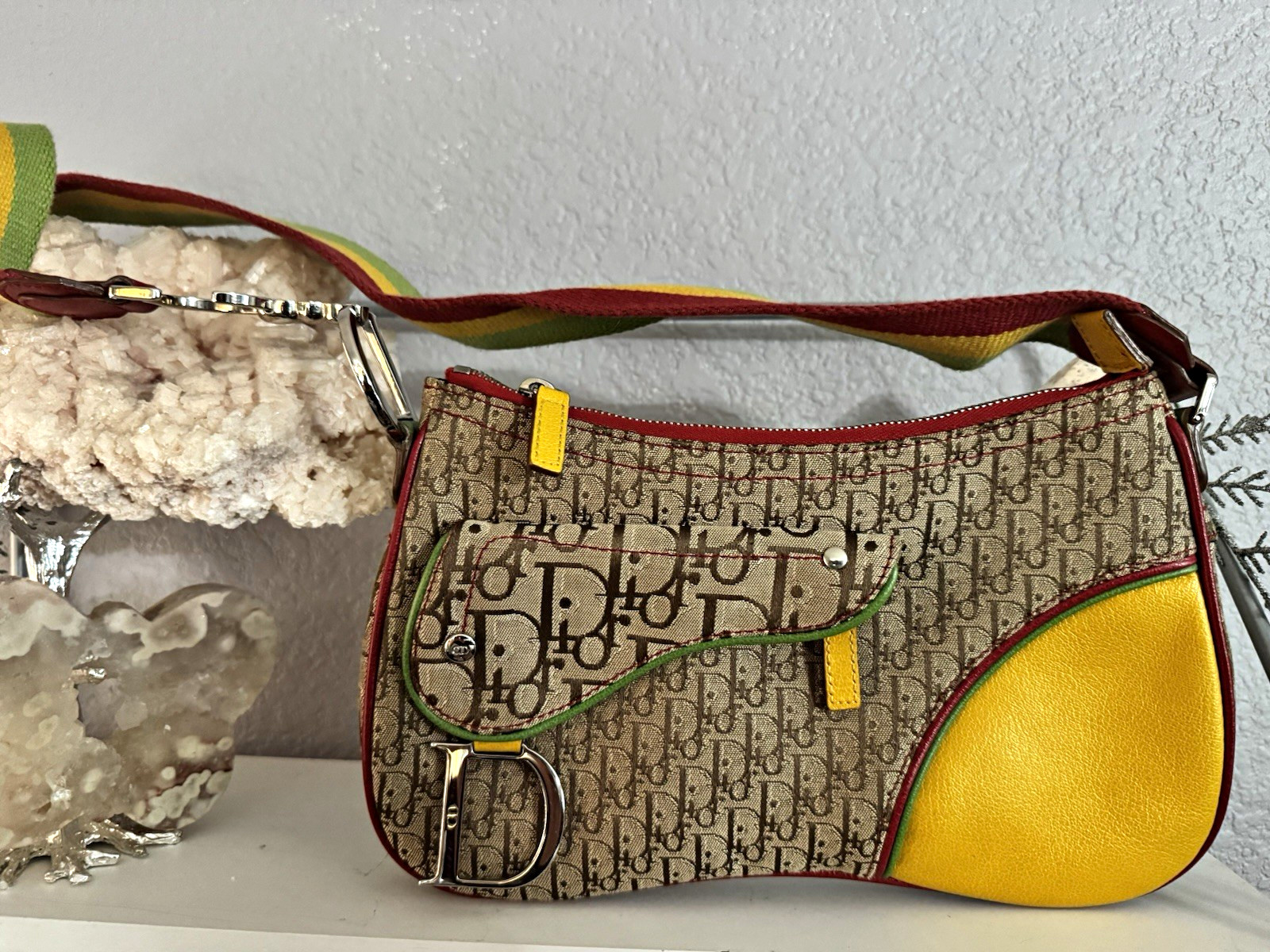 Authentic Vintage Christian Dior Rasta Trotter Double Saddle Bag John Galliano