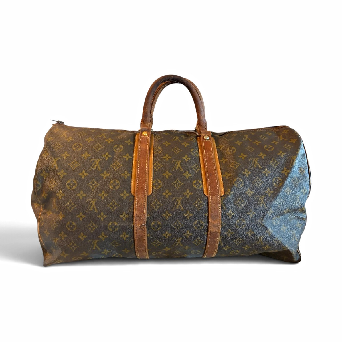 Vintage Louis Vuitton Keepall 55 Monogram Duffle Bag Eclair Zipper Weekender