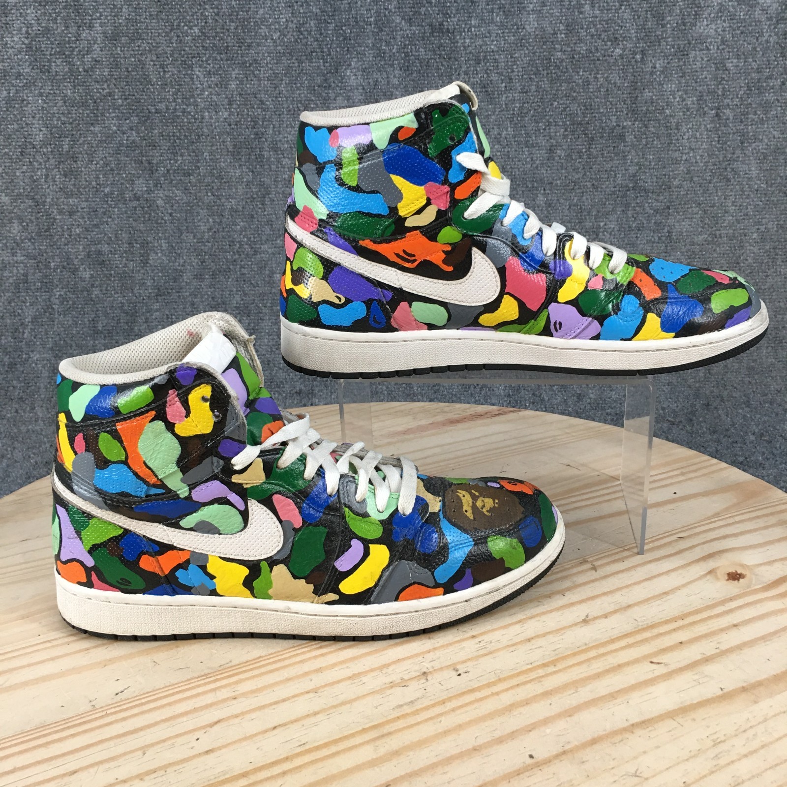 Nike Air Jordan 1 Retro Shoes Mens 9.5 Athletic Hi-Top Sneakers Camo Multicolor