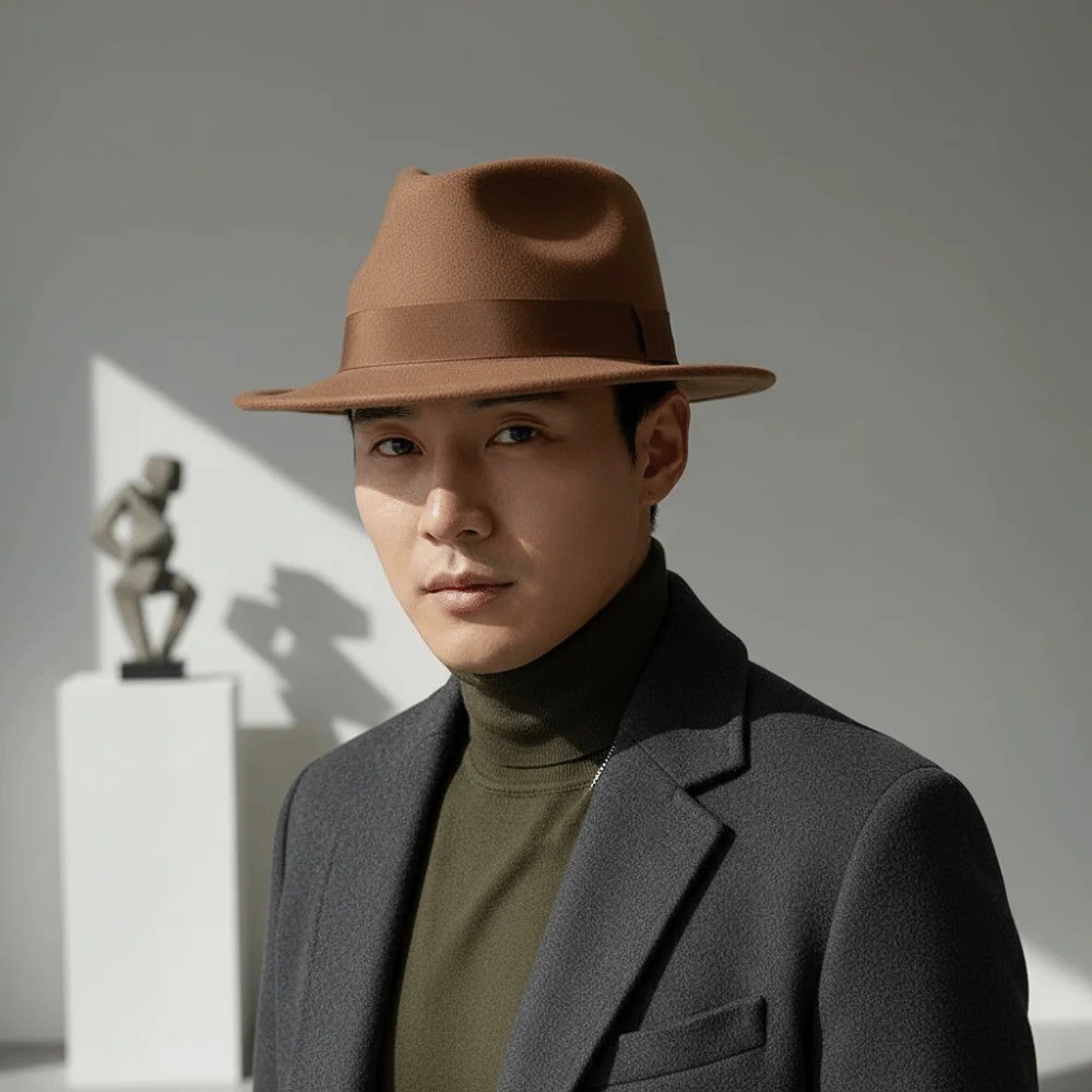 Vintage Fedora Hat Wide Brim Classic Gangster Church Dressy Trilby Unisex Cap
