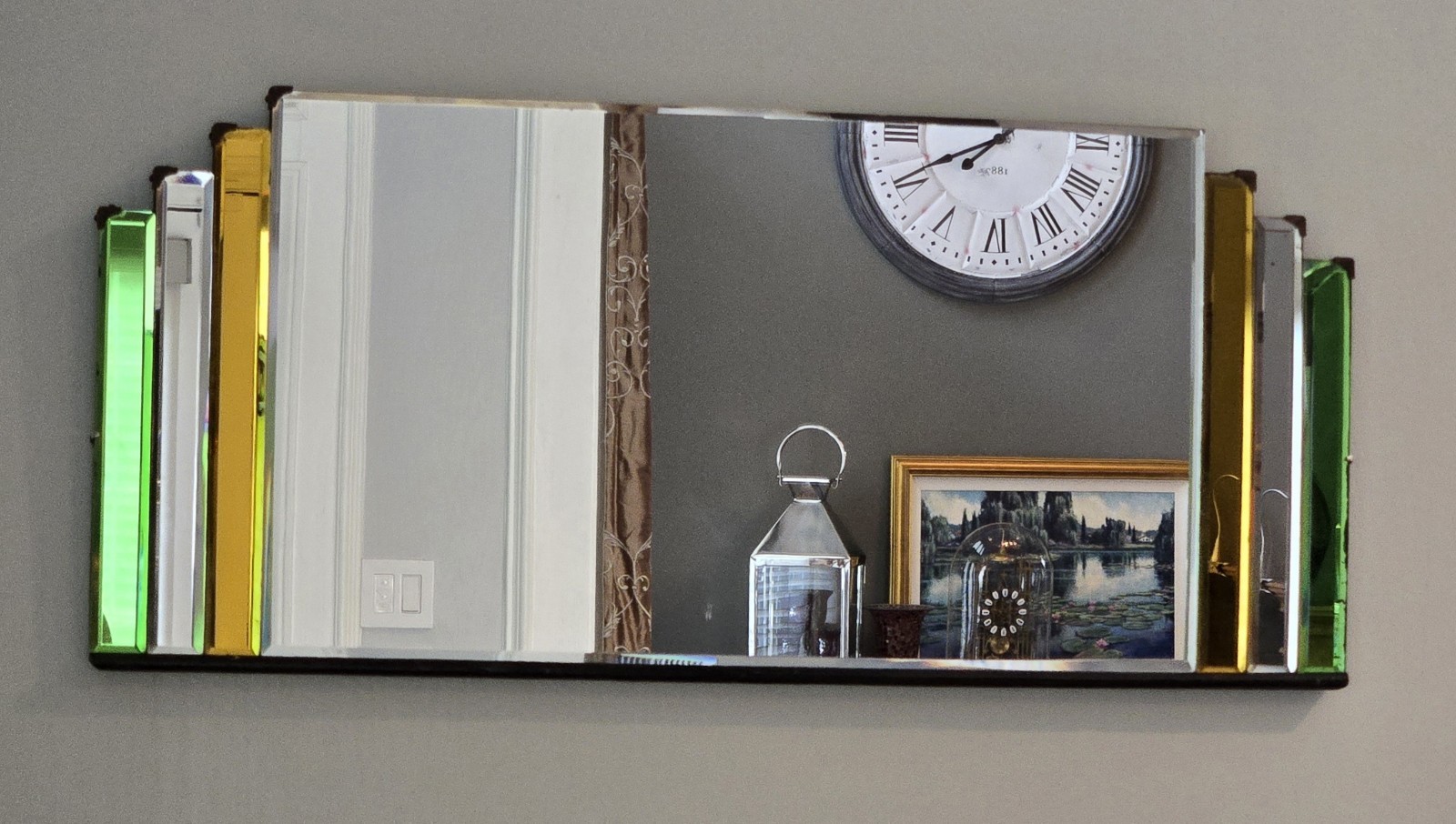 Vintage 1930s Art Deco Frameless Wall Mirror