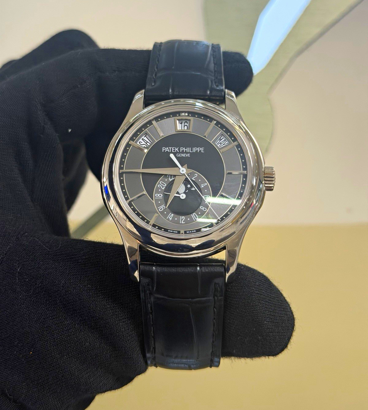 Patek Philippe Annual Calendar 40mm White Gold Gray Dial Moonphase Watch ONLY