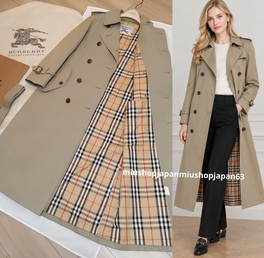 BURBERRY Trench Coat Authentic Vintage Trench w/Belt Long Khaki XS/S/UK6/US4