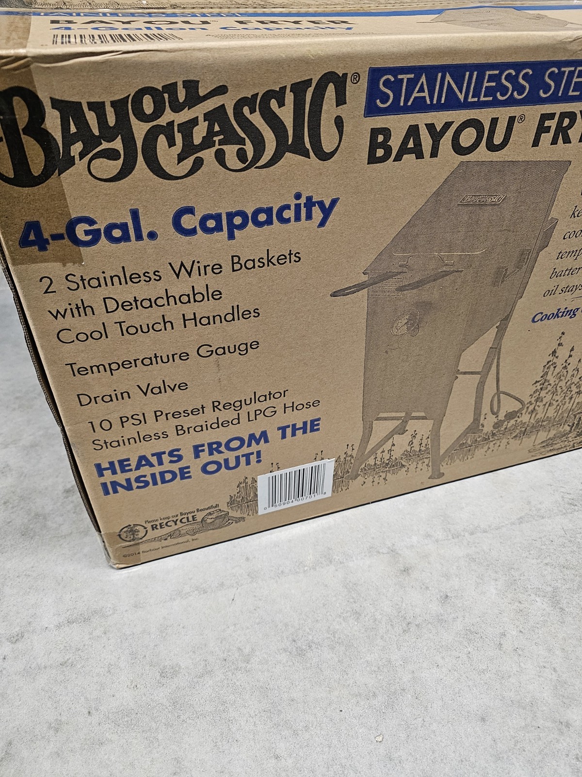 Bayou Classic 700-701 4-Gallon, Stainless Steel Deep Fryer