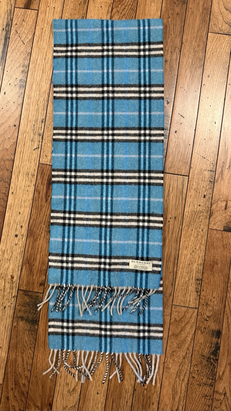 Vintage Burberry 100% wool scarf- Free Shipping