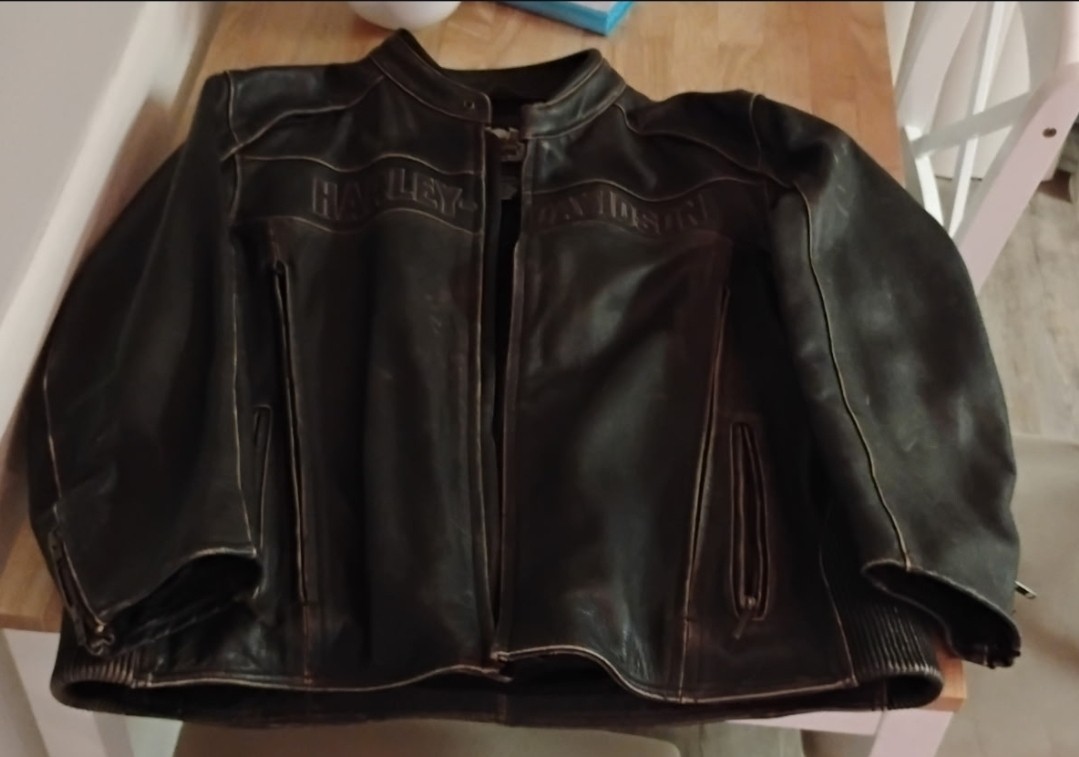 Vintage Harley Davidson Men's Brown Leather Jacket Size 2XL Motorcycle