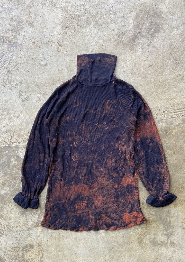 Vintage AW1991 Robe De Chambre By Comme Des Garcons Bleach Rayon Knit Turtleneck