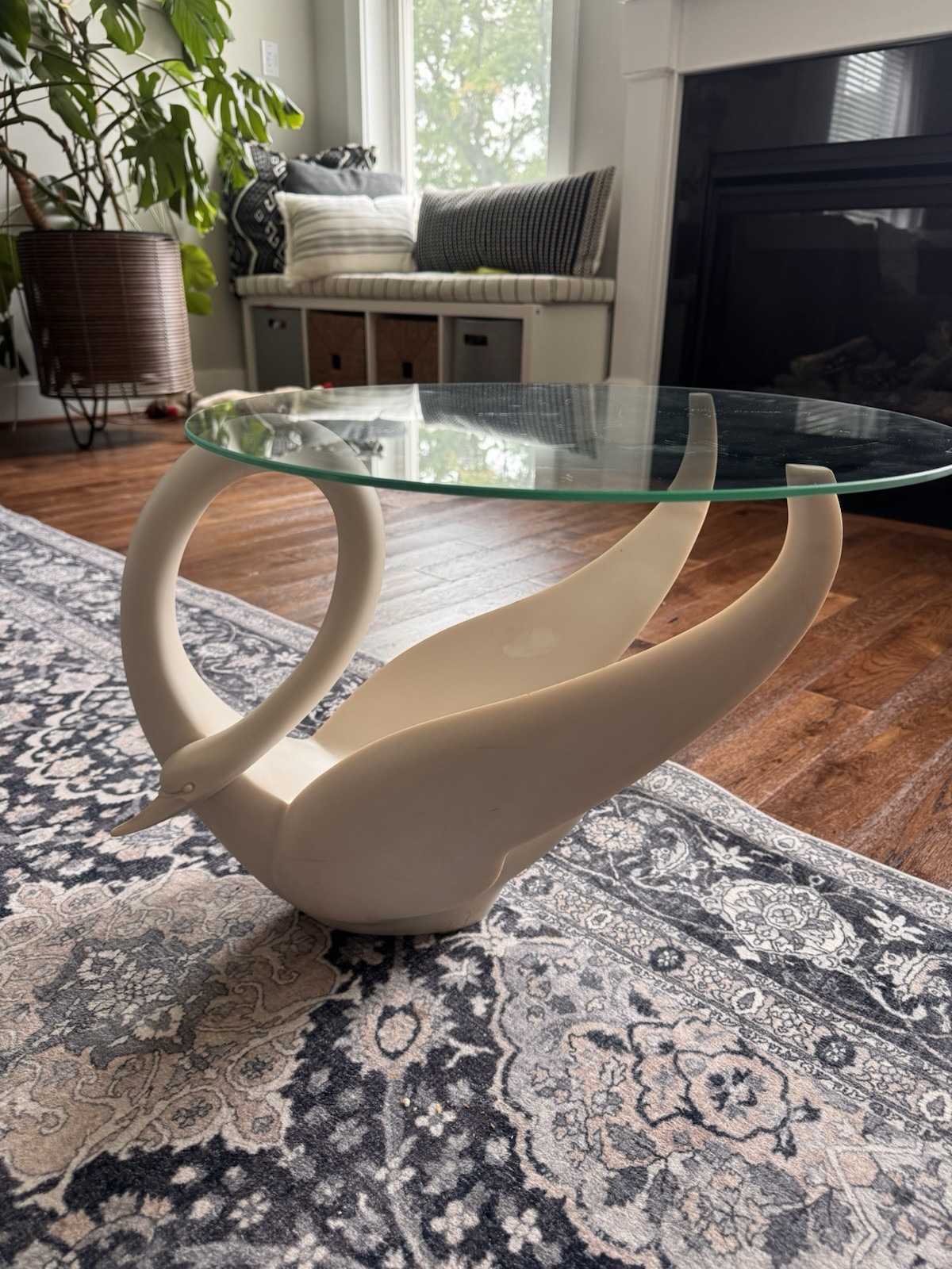 Mid Century Modern Maison Jansen 1960s Swan Glass Top Coffee Table EUC