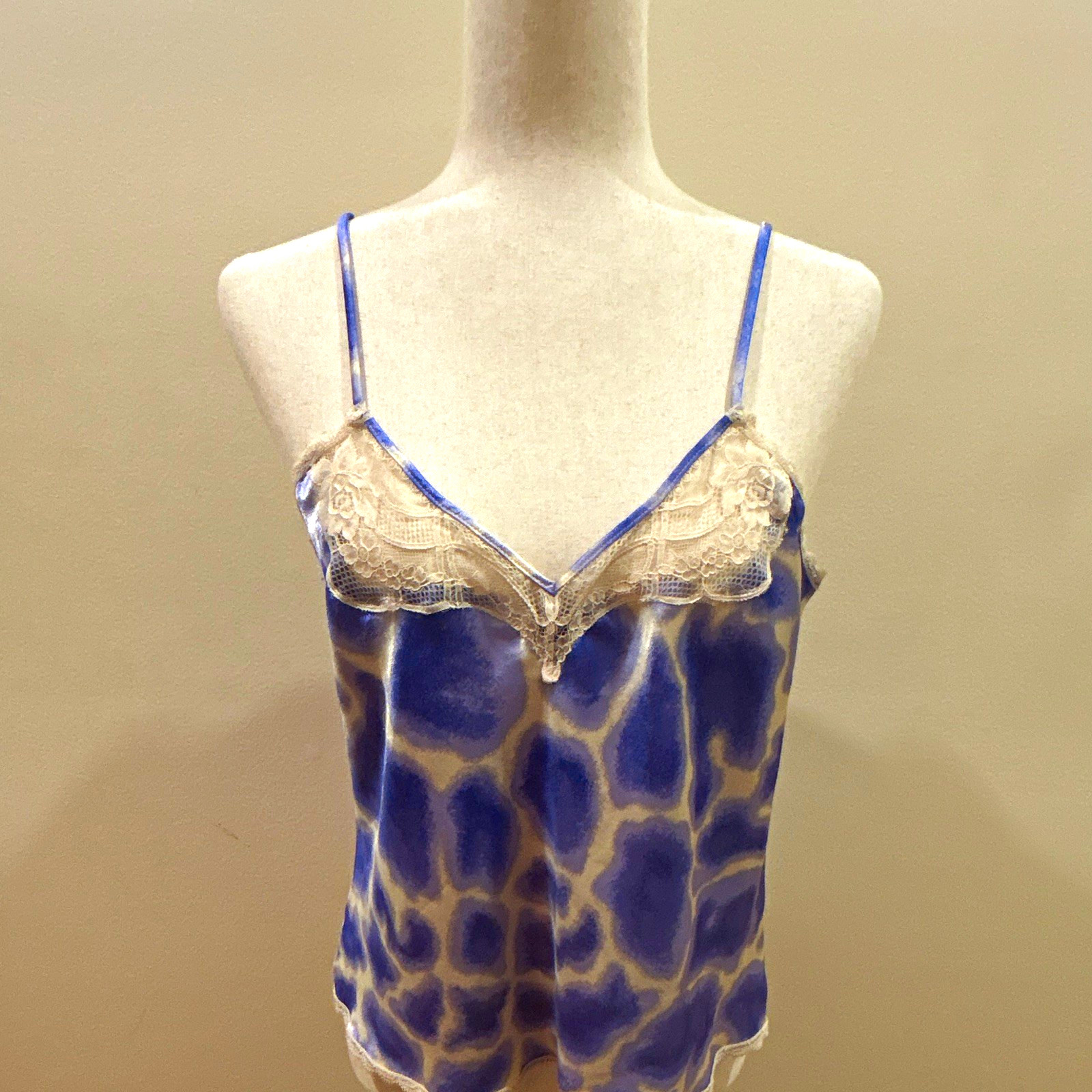 Vintage Valentino Intimo Periwinkle Blue Ivory Lace Camisole 1990’s