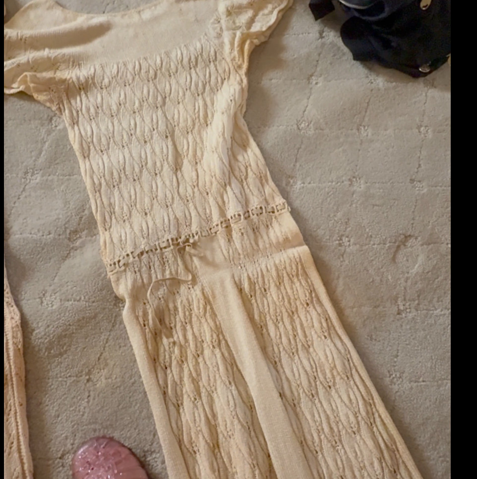 Antique Crochet Lace Dress c.1910s–1920s Handmade Vintage Heirloom