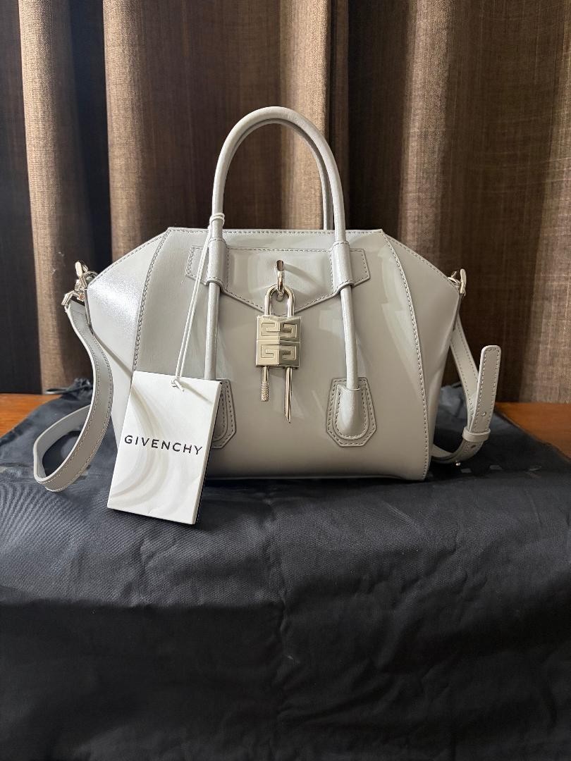 Givenchy Antigona Mini Pearl Grey Leather Handbag with Dust Bag and Receipt