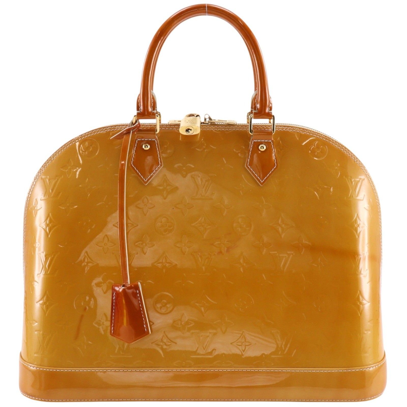 LOUIS VUITTON Alma GM Handbag yellow Monogram Vernis Women