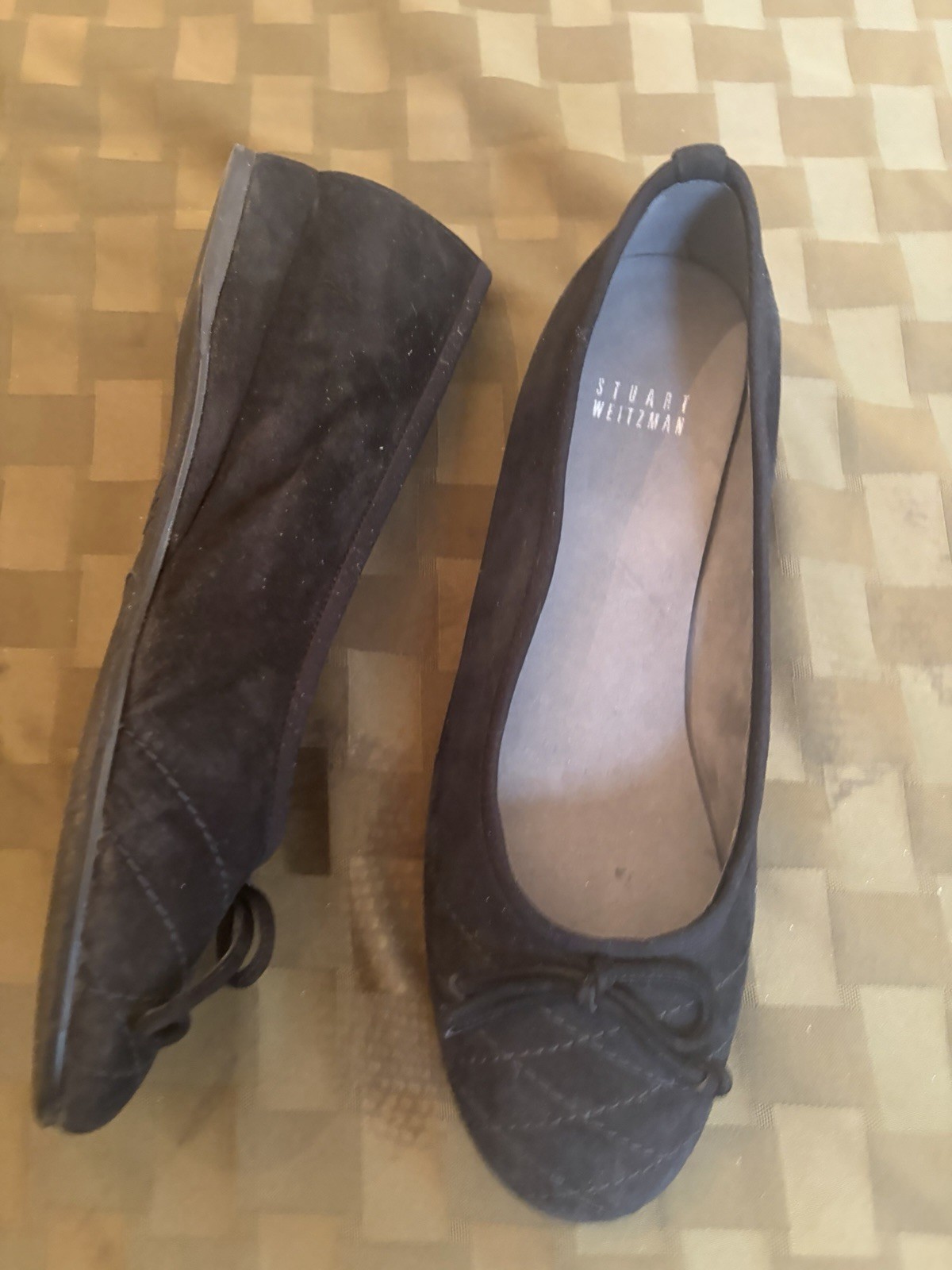 Authentic Vintage Stuart Weitzman Quilted Bow Ballet Flats Women’s Black
