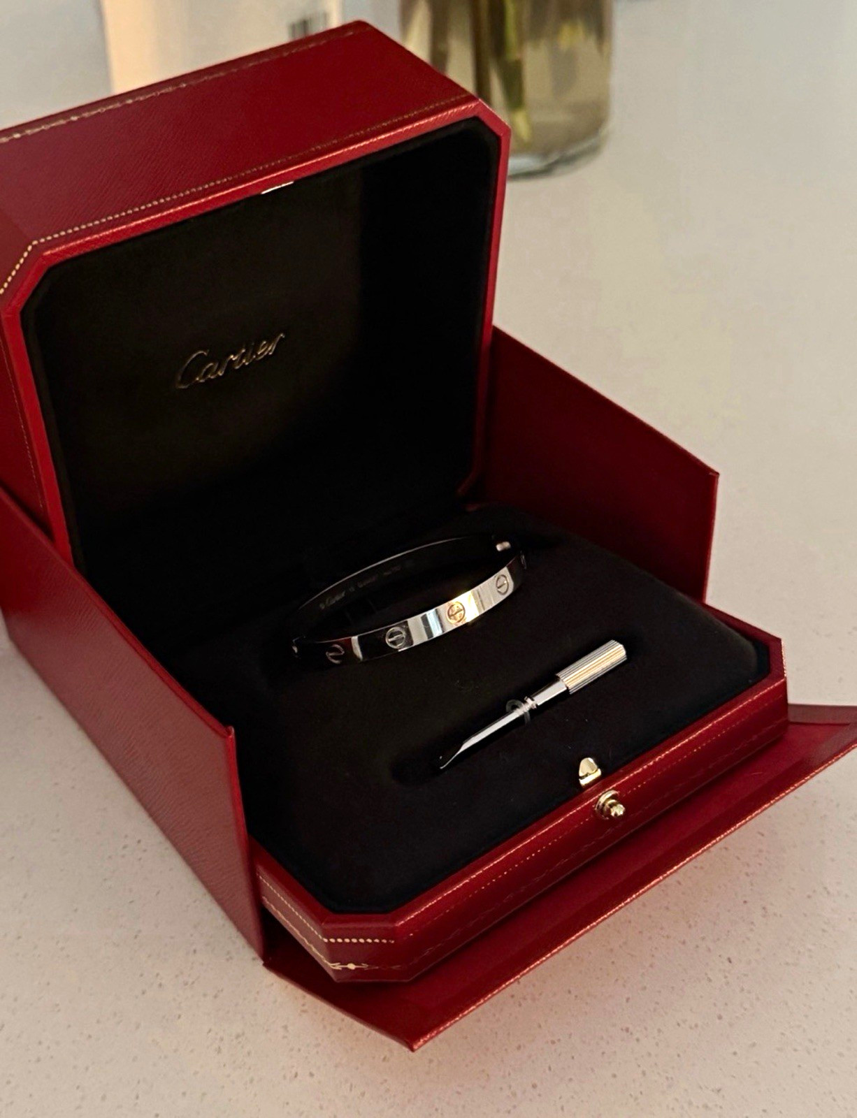 Cartier Love Bracelet 18K White Gold Bangle Bracelet Size 16