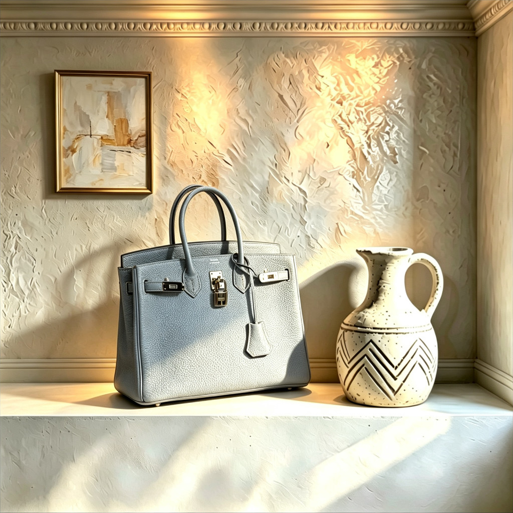 Hermès Birkin 25 Lin Blue Togo Leather Vintage Silver HW Top Handle Bag Rare