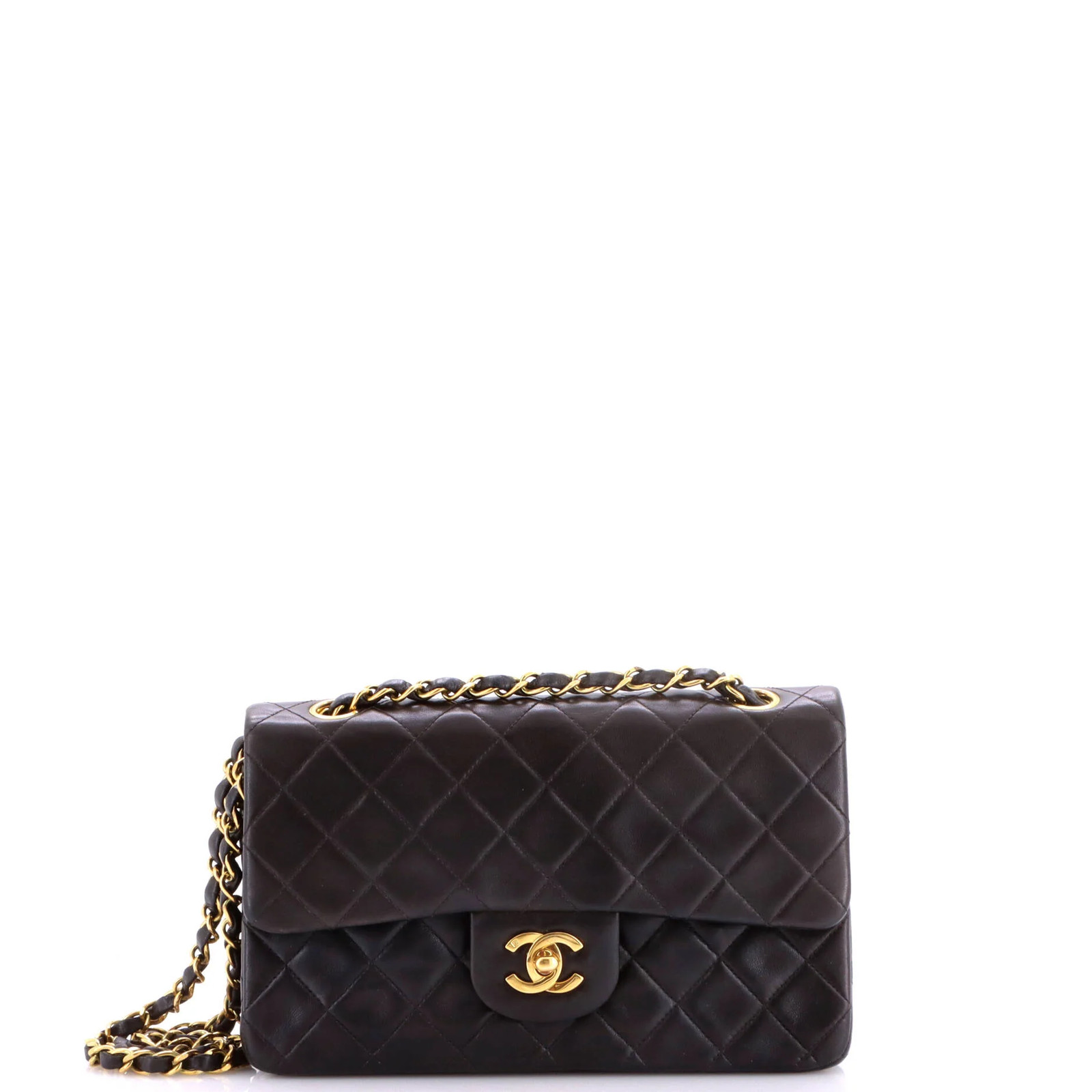 Chanel Vintage Classic Double Flap Bag Quilted Lambskin Small
