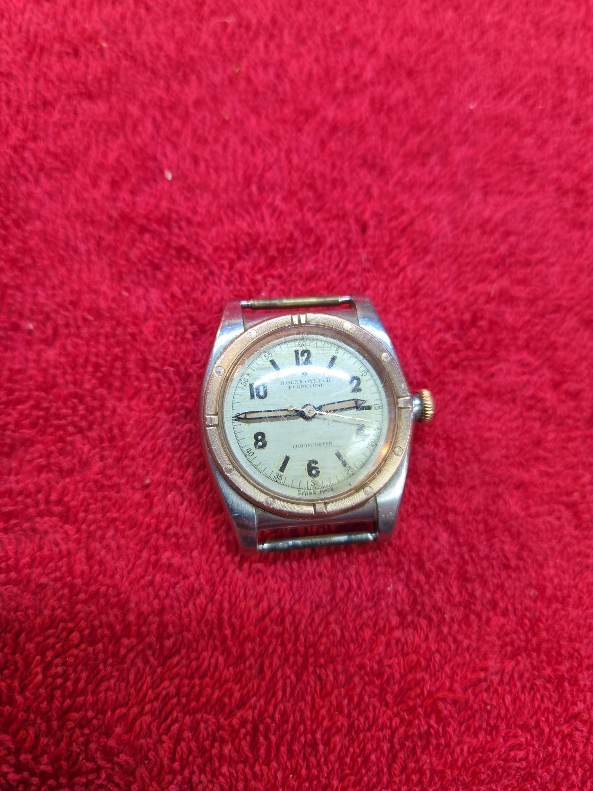 Vintage 1940's Rolex Bubbleback Oyster Perpetual Watch FOR PARTS