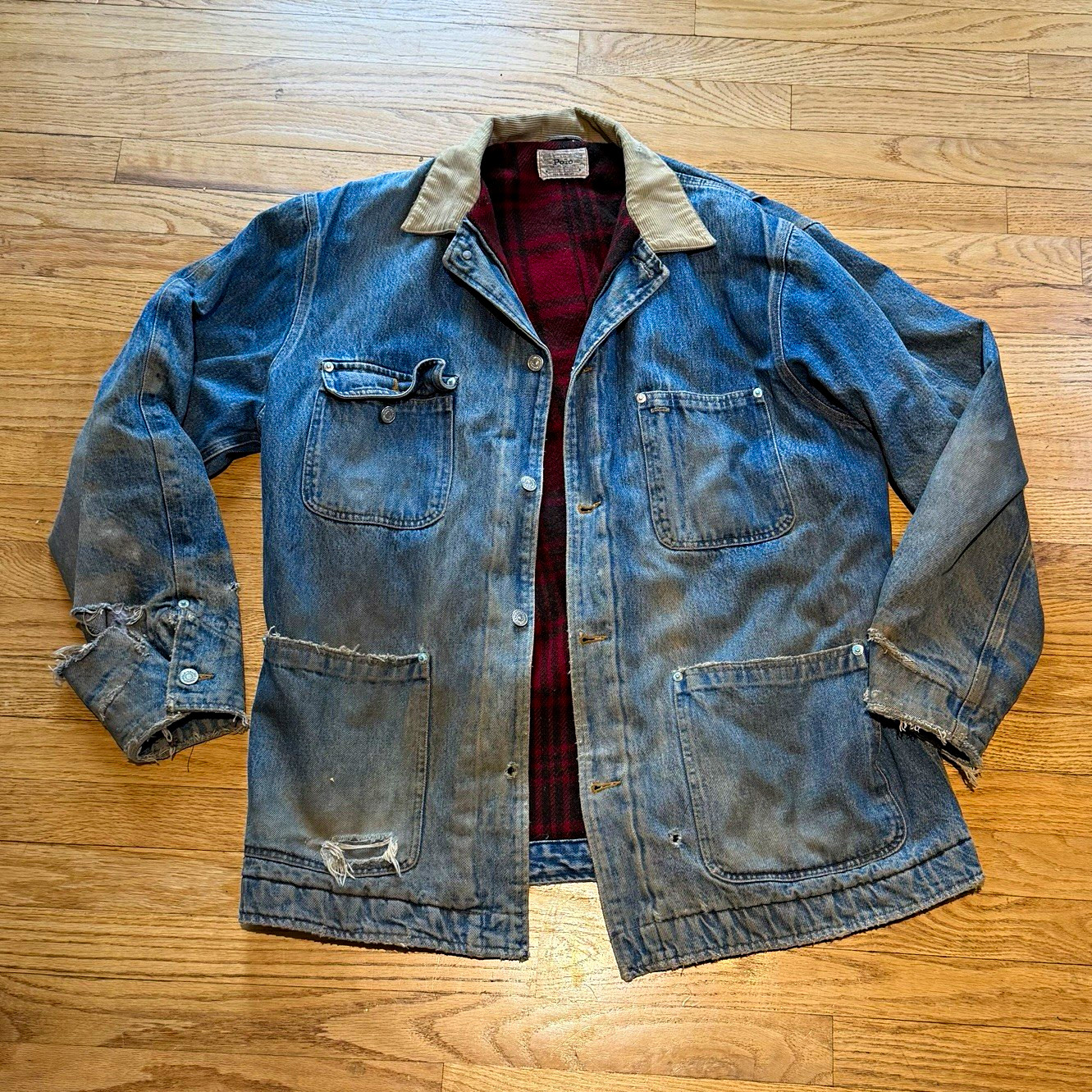 Vintage Polo Ralph Lauren Dungarees wool lined denim chore jacket - Large