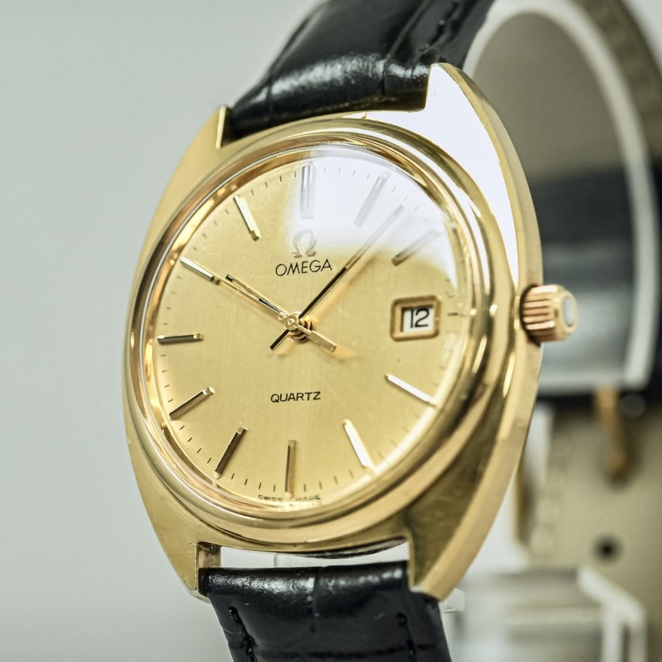RARE *No Name* Vintage 1979 OMEGA Seamaster Cal.1370 Qz Gold Push Crown 35mm Men